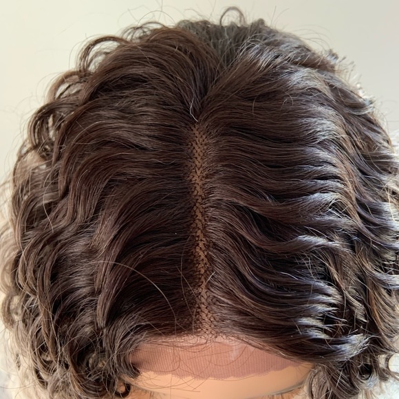 Wavy 28” Ombre White with Blue Lace Front Premium Fiber Wig - Picture 3 of 13